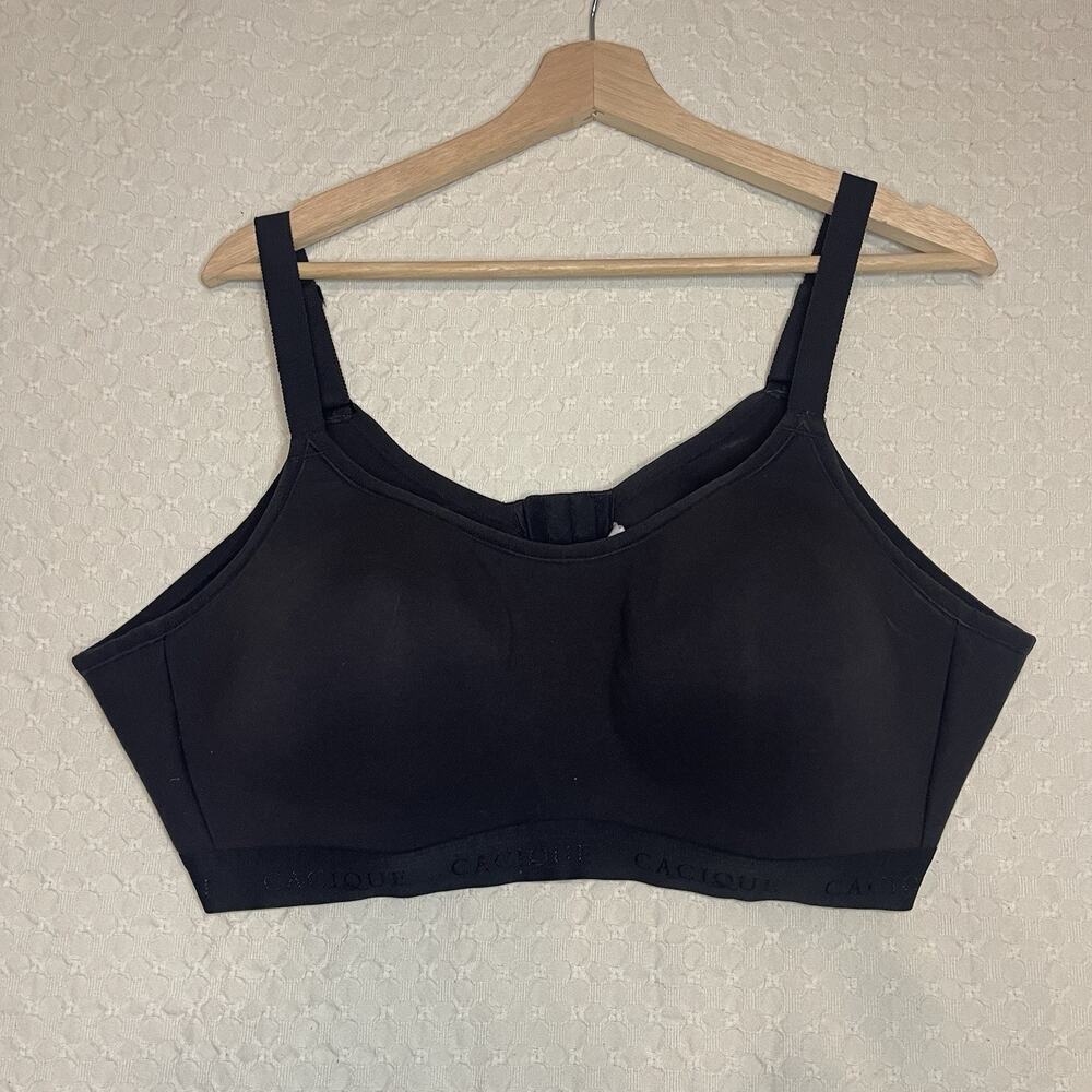Cacique Unlined Full Coverage No Wire Bra 44C Black Cotton Blend Adjustable